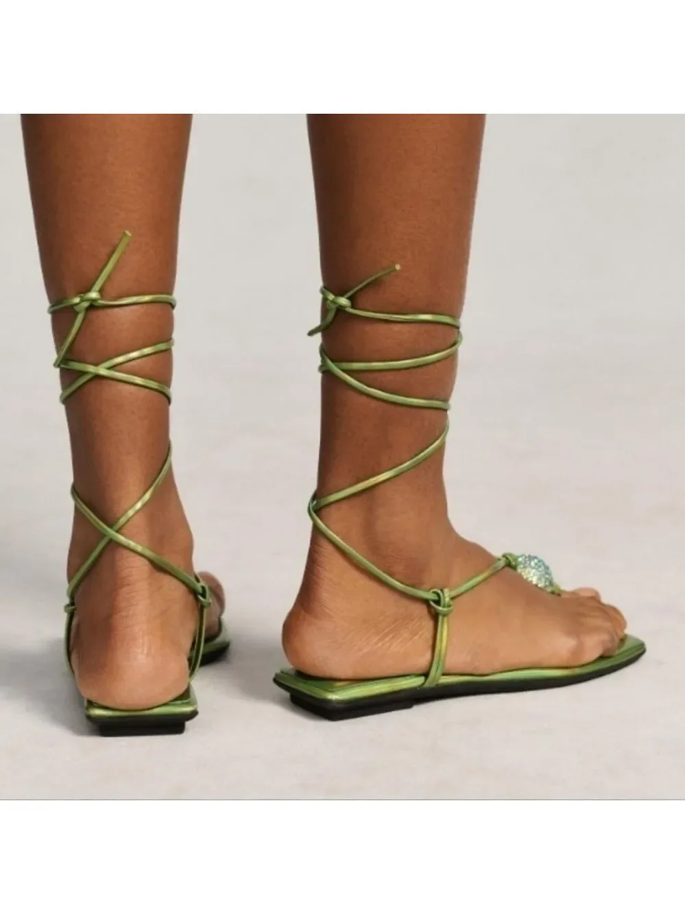 Jeffrey Campbell Weekender Wrap Around Sandal in Green Mirage